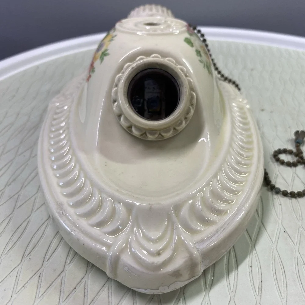 Antique 2 Lightbulb Flush Mount Ceiling Porcelain Light 11x7